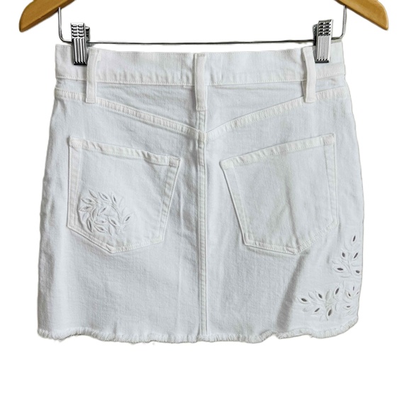 FRAME Foliage Embroidered White Mini Denim Mini Skirt Pockets‎ Zip Fly Size 24 - Picture 2 of 11